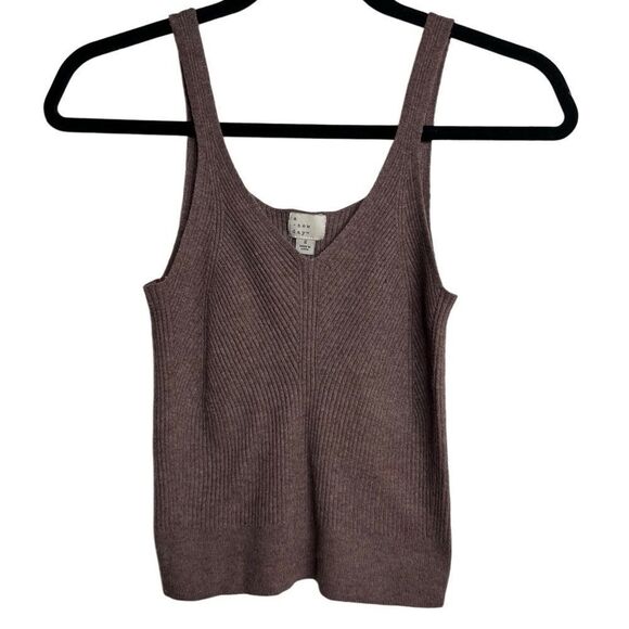 a new day ribbed soft v neck tank top purple brown size Small - Picture 1 of 2